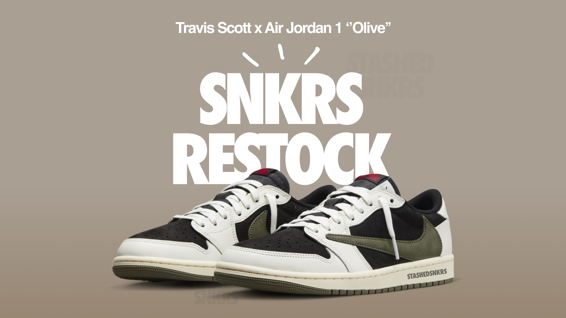 SNKRS RESTOCK Travis Scott x Air Jordan 1 Low Olive Stashed